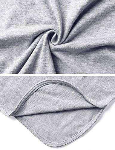 Hawiton Pijama Mujer Verano Manga Corta Camisón Vestido Ropa de Dormir Cuello en V Pijamas Vestir Camisónes Loungewear Sexy y Elegante, Gris