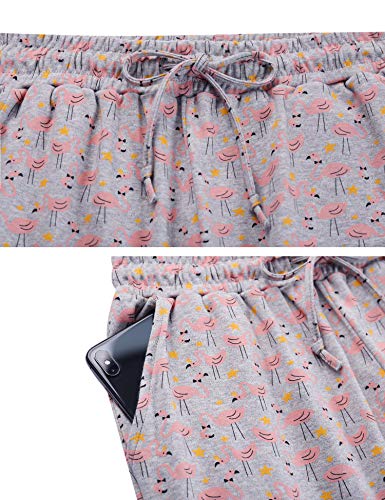 Hawiton Pijamas Mujer Invierno Manga Larga Conjunto de Pijama para Mujer Algodón Pantalones Largo Ropa de Casa 2 Piezas, Gris, M