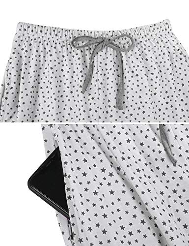 Hawiton Pijamas Mujer Invierno Manga Larga Conjunto de Pijama para Mujer Algodón Pantalones Largo Ropa de Casa 2 Piezas, Gris, XL