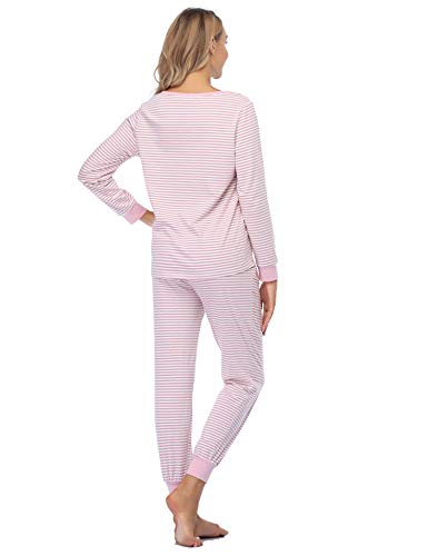 Hawiton Pijamas Mujer Invierno Manga Larga Conjunto de Pijama para Mujer Algodón Ropa de Casa Mujer Largo Pantalon Camiseta Dos Piezas