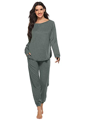 Hawiton Pijamas para Mujer Invierno,Mangas Larga Calentito Conjunto de Pijama Dos Piezas,Ropa de Dormir de Estampados de Tie Dye,Talla Grande