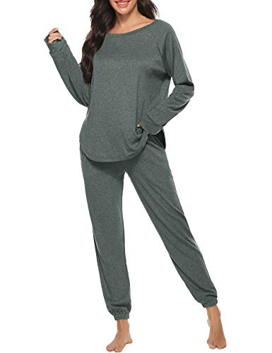 Hawiton Pijamas para Mujer Invierno,Mangas Larga Calentito Conjunto de Pijama Dos Piezas,Ropa de Dormir de Estampados de Tie Dye,Talla Grande