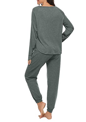 Hawiton Pijamas para Mujer Invierno,Mangas Larga Calentito Conjunto de Pijama Dos Piezas,Ropa de Dormir de Estampados de Tie Dye,Talla Grande