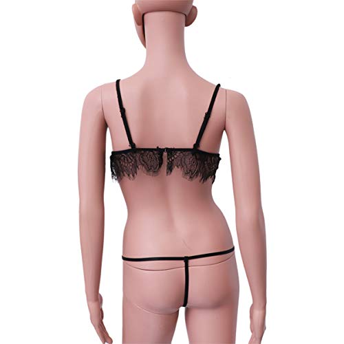 Heallily Mujeres Encaje Perspectiva lencería Profundo v Sujetador Ropa Interior Hueca cómodo Body lencería Sujetador Bragas para Mujer Dama