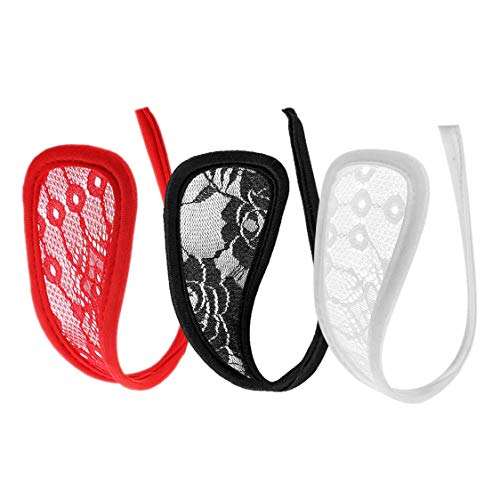 heekpek 3 Pack Tangas Mujer Invisible Sexy Cordón Mujeres Bragas C-String Tanga Abierto Tangas C Lenceria Erótica Atractiva Braguitas Mujer Ropa Interior