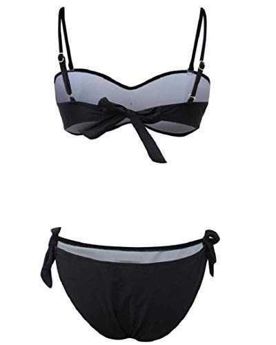 heekpek Bikini Set Trajes de Baña Mujer Dos Piezas Push up Honda Bañador de Colores Playa de Verano Sexy Conjunto con Almohadilla para el Pecho Bikini (Negro, M)