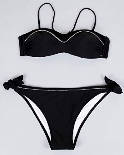 heekpek Bikini Set Trajes de Baña Mujer Dos Piezas Push up Honda Bañador de Colores Playa de Verano Sexy Conjunto con Almohadilla para el Pecho Bikini (Negro, M)