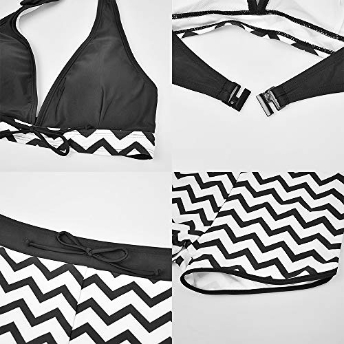 heekpek Bikini Top Halter Relleno Bañador Short con Cordón de Ajuste Deportivo para Mujer