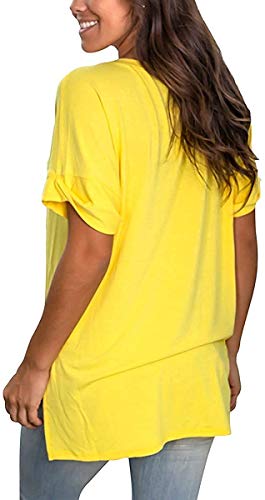 heekpek Blusas de Moda Verano Mujer Blusas y Camisas de Mujer Ropa Mujer Verano Tops Mujer Camisas OversizedColor Sólido V Neck Negro Blanco Camisa Manga Corta Plus Size