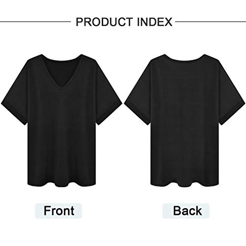 heekpek Blusas de Moda Verano Mujer Blusas y Camisas de Mujer Ropa Mujer Verano Tops Mujer Camisas OversizedColor Sólido V Neck Negro Blanco Camisa Manga Corta Plus Size