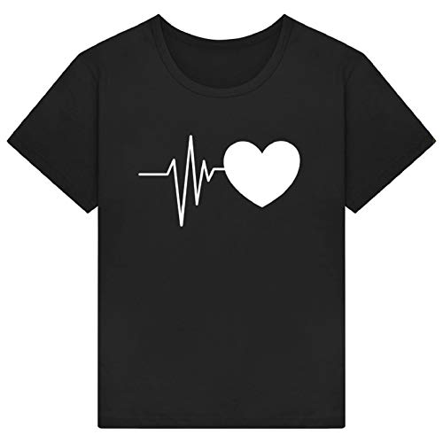 heekpek Camisetas Mujer Verano Manga Corta Casual Camiseta Holgada con Estampado de Amor y Labios T-Shirt Mujer Short Sleeve Shirt