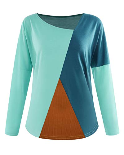 heekpek Costura Color De Contraste Cuello Redondo Manga Larga/Corta Camiseta Mujer Top Mujer Camisas Mujer Verano Elegantes Casual Mujer Mang A Costura De ImpresióN De Manga