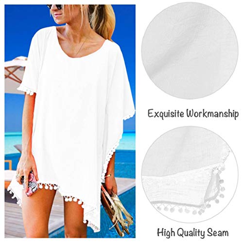 heekpek Mujer Trajes de Baño Ropa de Playa Cubrir Tapa de Bikini de Playa Borla Traje de Baño Cover Up Capa de Biquíni Vestido de Playa