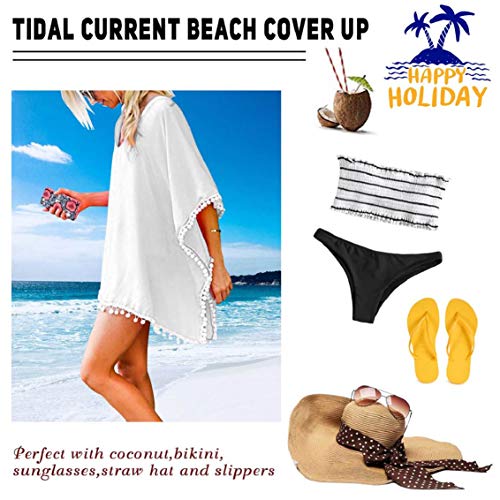 heekpek Mujer Trajes de Baño Ropa de Playa Cubrir Tapa de Bikini de Playa Borla Traje de Baño Cover Up Capa de Biquíni Vestido de Playa