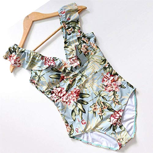 heekpek Traje De Baño Mujer Una Pieza Moda Monokini Push Up Brasileño Rayas Floral Impresión Baño Bañador Traje Bikini Bañadores De Mujer Tallas Grandes Ropa de Baño Cuello en V