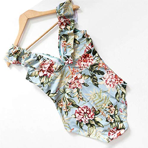 heekpek Traje De Baño Mujer Una Pieza Moda Monokini Push Up Brasileño Rayas Floral Impresión Baño Bañador Traje Bikini Bañadores De Mujer Tallas Grandes Ropa de Baño Cuello en V