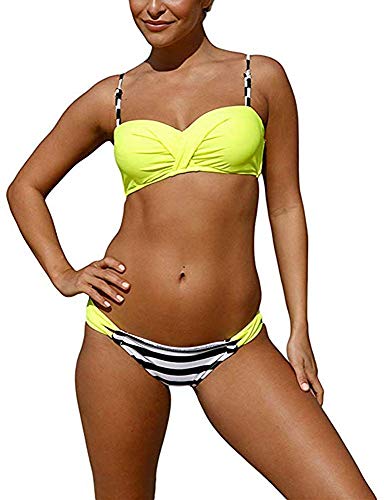 heekpek Trajes de Baño Mujer Sexy Push-up Acolchado Bra Bikini Verano Conjunto Tira Puntos Traje de Baño Sexy Bañador