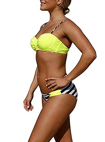 heekpek Trajes de Baño Mujer Sexy Push-up Acolchado Bra Bikini Verano Conjunto Tira Puntos Traje de Baño Sexy Bañador