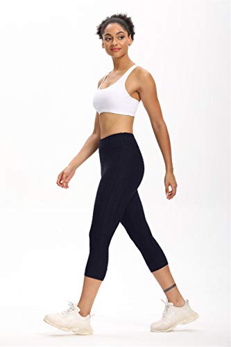 Heiguonvshi Mujer 3/4 Leggins Cintura Alta Yoga Fitness Medias Plisados Push Up Pantalones Deportivos Elásticos Gym Pilates Correr Leggings XL