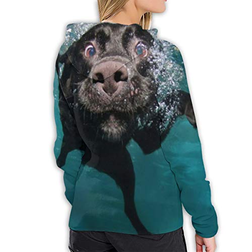 Helen vi Sudadera con Capucha para Mujer Perro En El Agua, Sudadera XL