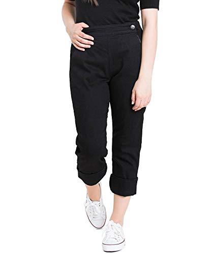 Hell Bunny Charlie Años 50 Vaqueros Corto Rockabilly Capris Jeans - Negro, UK 8 (XS)