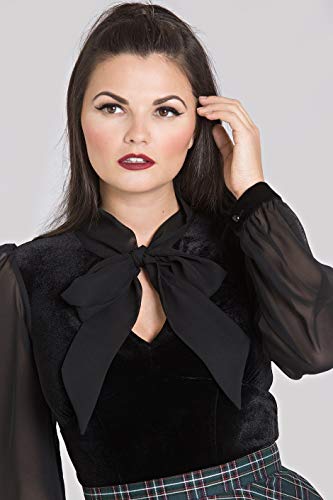 Hell Bunny Gabriella Top Mujer Blusa Negro S, 95% Polyester,5% Elastán, Regular