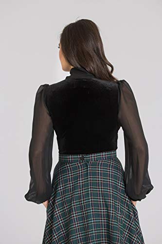 Hell Bunny Gabriella Top Mujer Blusa Negro S, 95% Polyester,5% Elastán, Regular