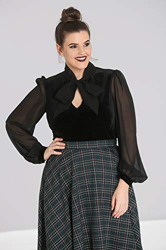 Hell Bunny Gabriella Top Mujer Blusa Negro S, 95% Polyester,5% Elastán, Regular