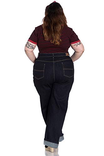 Hell Bunny Pantalones Weston Denim Jeans Años 1940 1950 Vintage Retro Rockabilly - Azul Marino (XS)