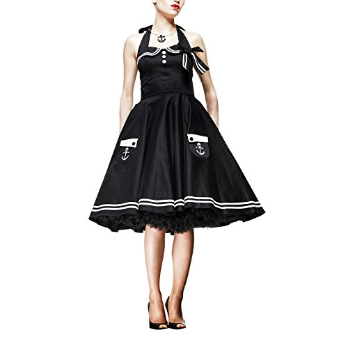 Hell Bunny Vestido de los años 50 de Motley con cuello halter, estilo rockabilly