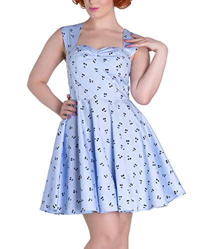 Hell Bunny Vestido de mujer Lucine cerezas retro Color azul claro con cerezas. S