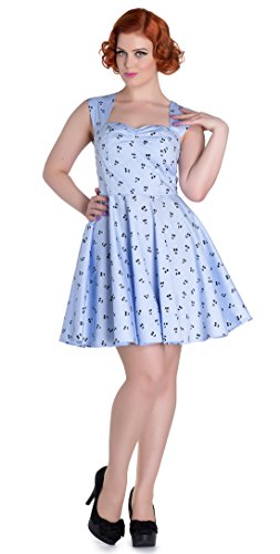 Hell Bunny Vestido de mujer Lucine cerezas retro Color azul claro con cerezas. S