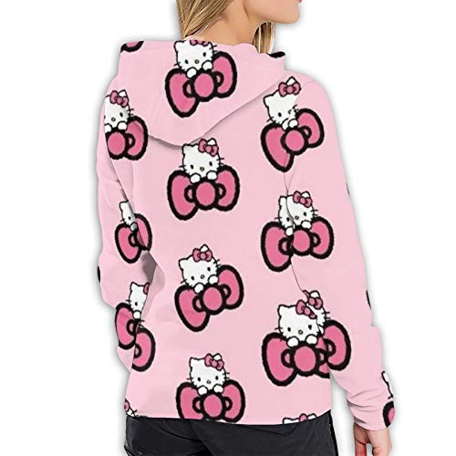 Hello Kitty - Sudadera con capucha para mujer, con bolsillo frontal, estampado 3D, con cordón, talla S-XXL