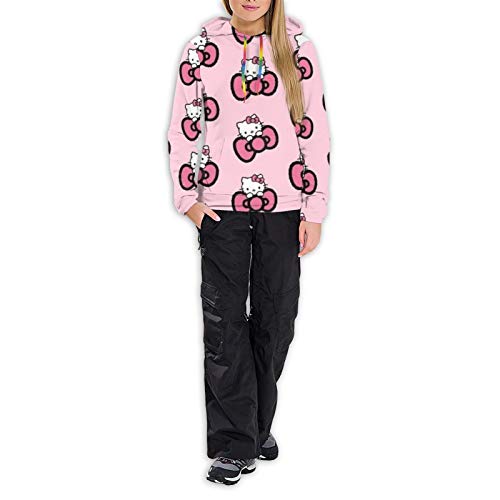 Hello Kitty - Sudadera con capucha para mujer, con bolsillo frontal, estampado 3D, con cordón, talla S-XXL