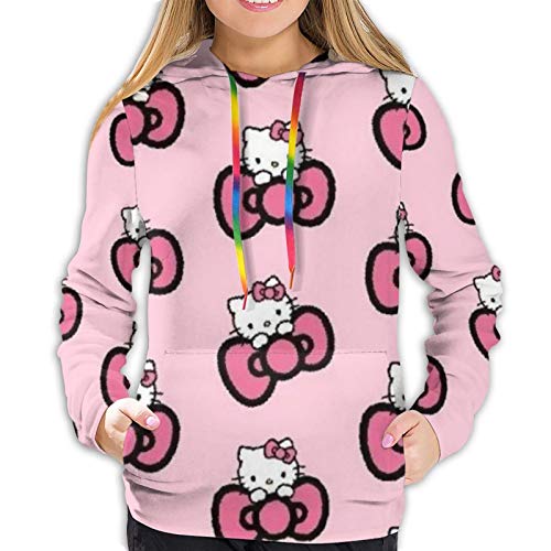 Hello Kitty - Sudadera con capucha para mujer, con bolsillo frontal, estampado 3D, con cordón, talla S-XXL