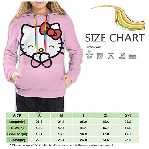 Hello Kitty - Sudadera con capucha para mujer con bolsillo frontal, estampado 3D con cordón, tallas S-XXL