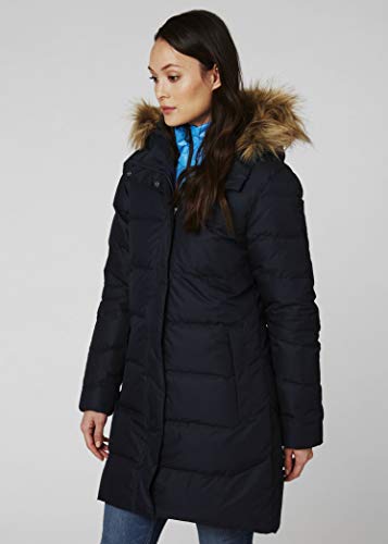 Helly Hansen Aden Chaqueta De Pluma Impermeable Parka con Capucha, Mujer, Azul Marino, S