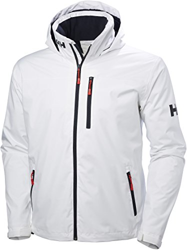 Helly Hansen Crew Hooded Midlayer - Chaqueta Impermeable, Cortavientos y Transpirable, con Forro Polar y Capucha Integrados, Hombre, Blanco (001 White), L