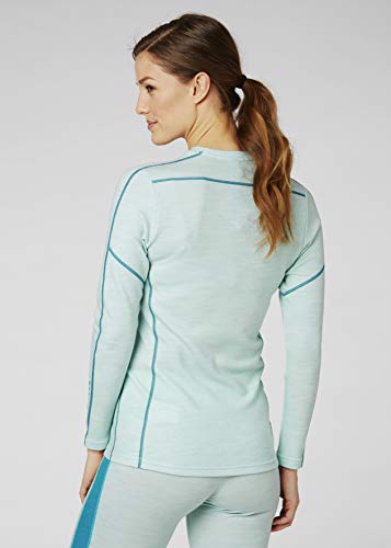 Helly Hansen LIFA Merino Graphic Crew Thermal Baselayer Camiseta Deportiva Manga Larga, Mujer, Azul Tintado Melange, S