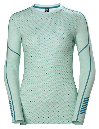 Helly Hansen LIFA Merino Graphic Crew Thermal Baselayer Camiseta Deportiva Manga Larga, Mujer, Azul Tintado Melange, S