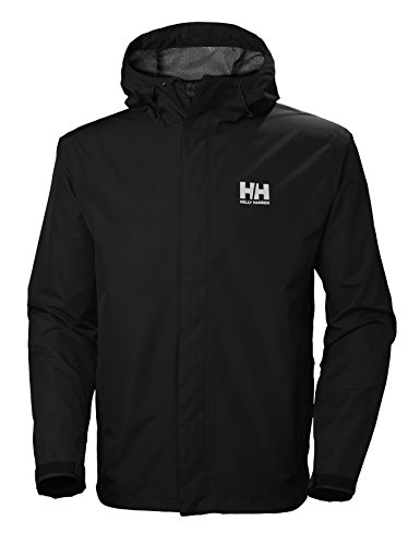 Helly Hansen Seven J Chaqueta Impermeable con Forro de Secado rápido, Cortaviento y Transpirable para Hombre y para Uso Diario, Negro, 2XL