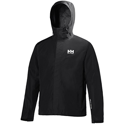 Helly Hansen Seven J Chaqueta Impermeable con Forro de Secado rápido, Cortaviento y Transpirable para Hombre y para Uso Diario, Negro, 2XL