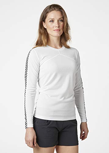 Helly Hansen W HH LIFA Crew Camiseta Manga Larga, Mujer, White, S