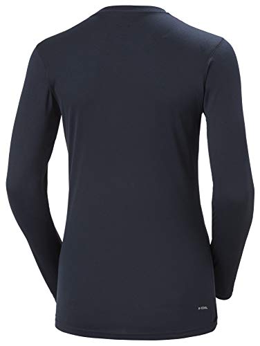 Helly Hansen W HH Tech Crew LS Camiseta Tecnica, Mujer, Navy, M