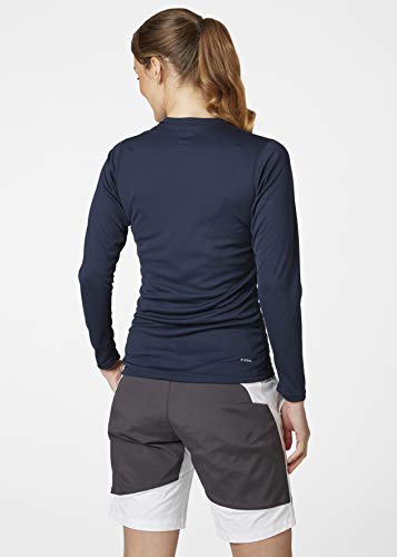 Helly Hansen W HH Tech Crew LS Camiseta Tecnica, Mujer, Navy, M