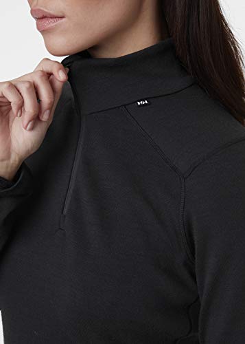 Helly Hansen W Lifa Merino Midweight 1/2 Zip Sueter Media Cremallera, Mujer, Black, XL