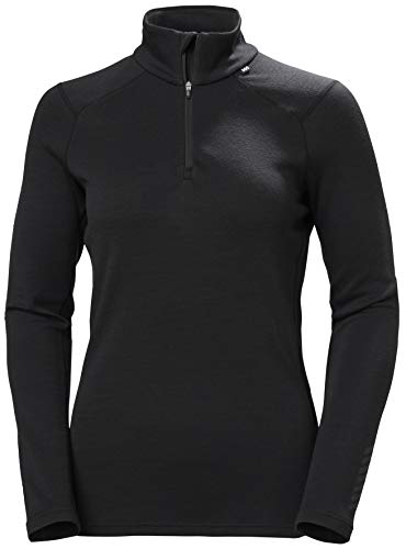 Helly Hansen W Lifa Merino Midweight 1/2 Zip Sueter Media Cremallera, Mujer, Black, XL