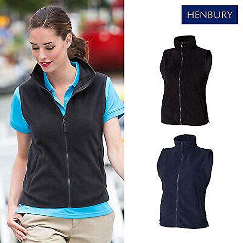 Henbury - Chaleco Ligero de Micro Polar Anti-Bolas para Mujer señora (2XL) (Negro)