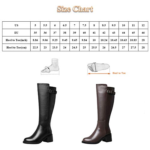 HEWXWX Nuevas Botas DE MONTAÑA DE Caballo,Botas de Equitación Femenina,Traje Medieval de Estilo escocés Botas Altas de Cuero Liso,Botas de Campo de Competición Deportiva,Brown(Warmth)-EU35