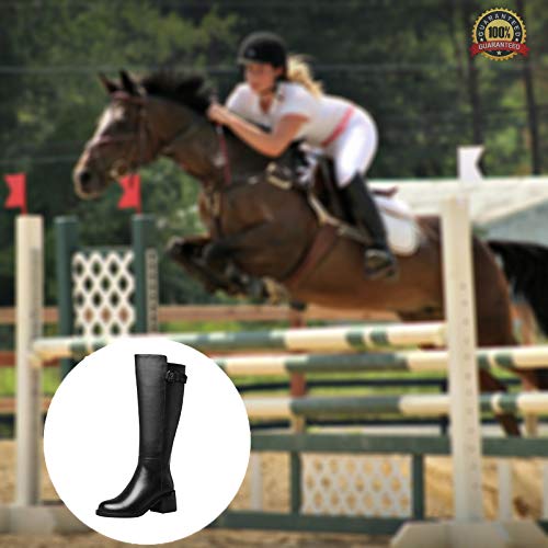 HEWXWX Nuevas Botas DE MONTAÑA DE Caballo,Botas de Equitación Femenina,Traje Medieval de Estilo escocés Botas Altas de Cuero Liso,Botas de Campo de Competición Deportiva,Brown(Warmth)-EU35